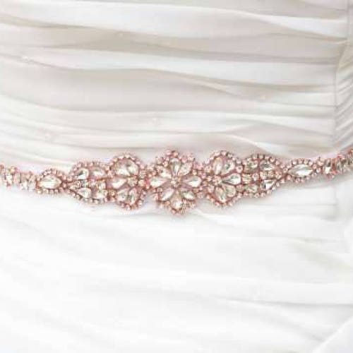 Rose Gold Bridal Dress Belt Rhinestone Wedding Belt Sash Rose Etsy