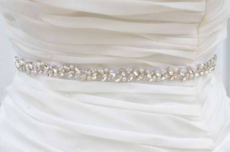 Bridal belt, silver belt, silver bridal belt, silver, silver sash, skinny belt, Bridal belt, Wedding belt, sash belt zdjęcie 3