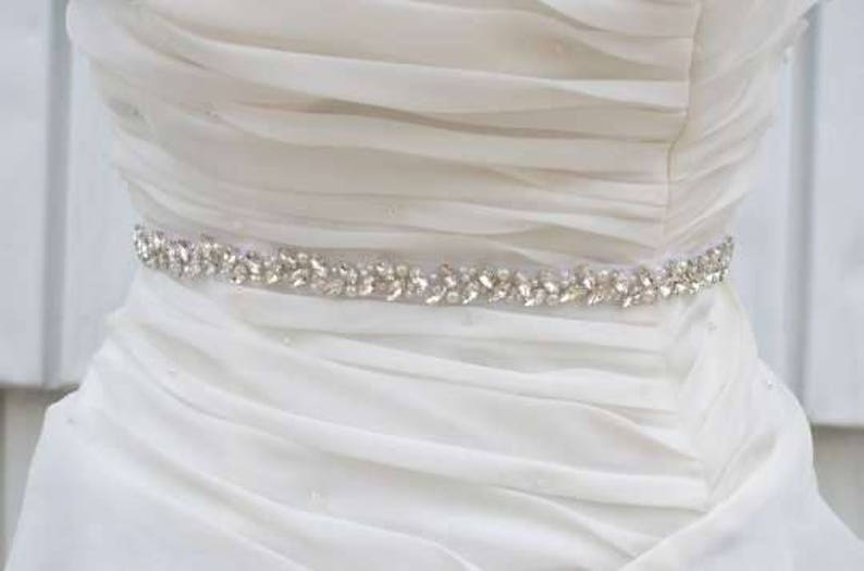 Bridal belt, silver belt, silver bridal belt, silver, silver sash, skinny belt, Bridal belt, Wedding belt, sash belt zdjęcie 5