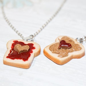 Peanut butter and Jelly BFF Necklaces, Clay sandwiches, Best Friend gifts, Peanut Butter and Jam jewelry, Personalized necklace