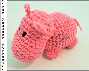 PDF- Hippo the Hippopotamus, perfect for crib baby mobile crochet PATTERN