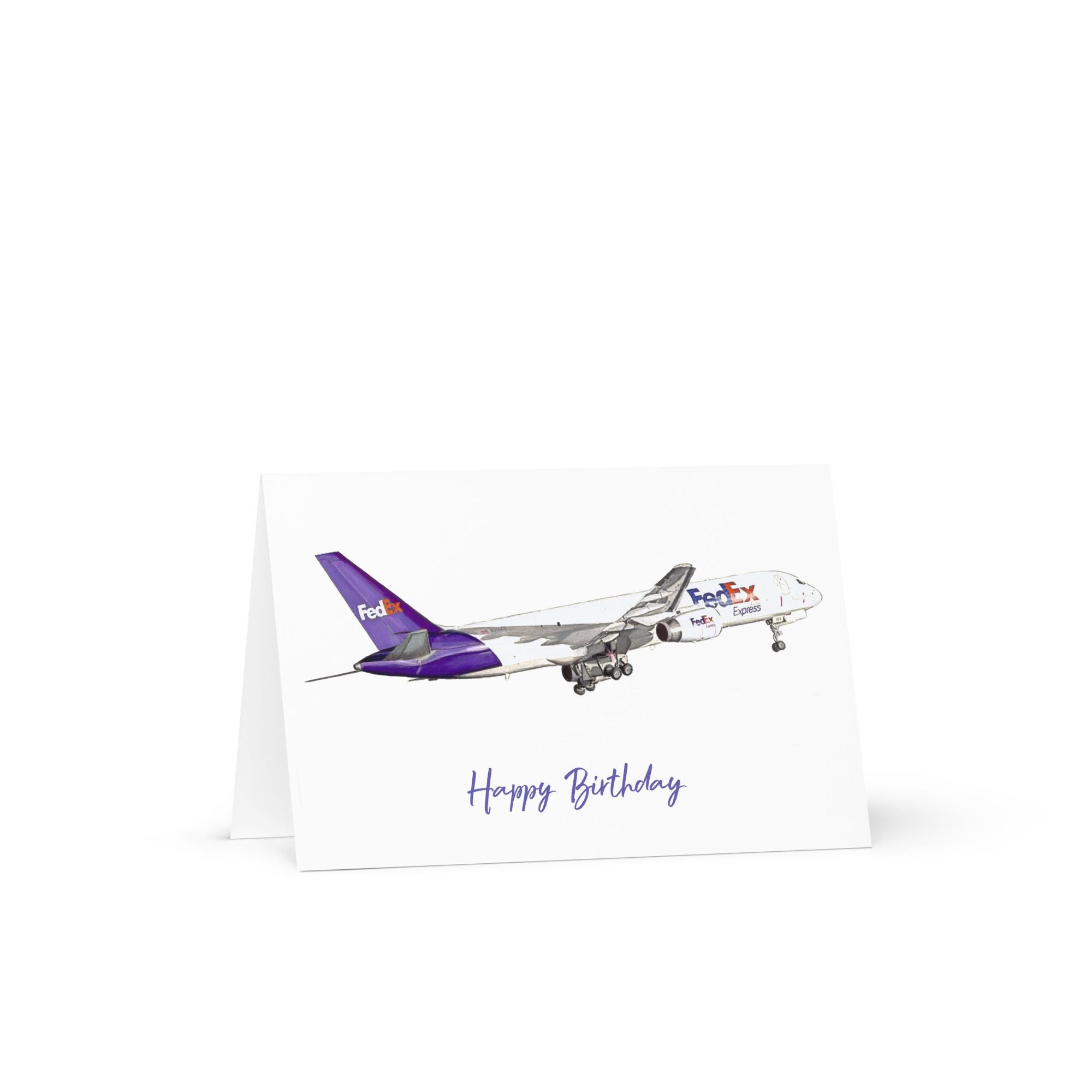 Fedex Boeing 757 Birthday Card - Aviation Card for Plane Lovers