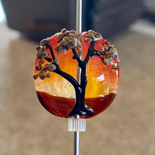 Lampwork Glass Bead: African Sunst, Landscape, Large Focal Bead