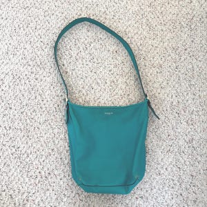 Vintage COACH 19889 Turquoise Leather Legacy Bucket Shoulder Bag