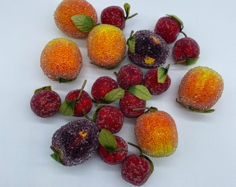Vintage Set of Frosted Sugared Faux Artificial Fruit