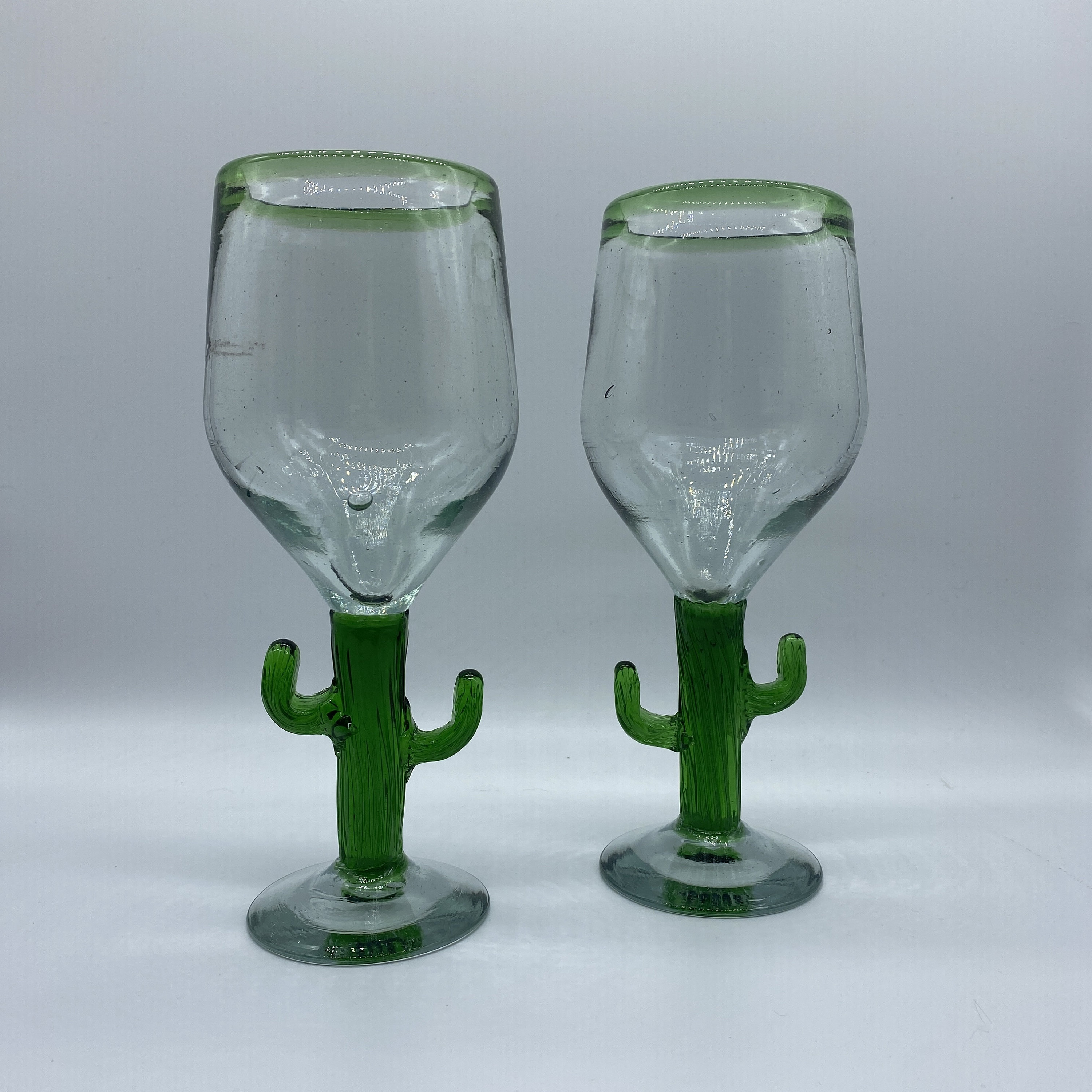 Cactus Stacking Glasses Set of 6 Handmade Cocktail Glassware Green Glass  Saguaro Mid Century Drinking Cups Gift Set by Gökotta 