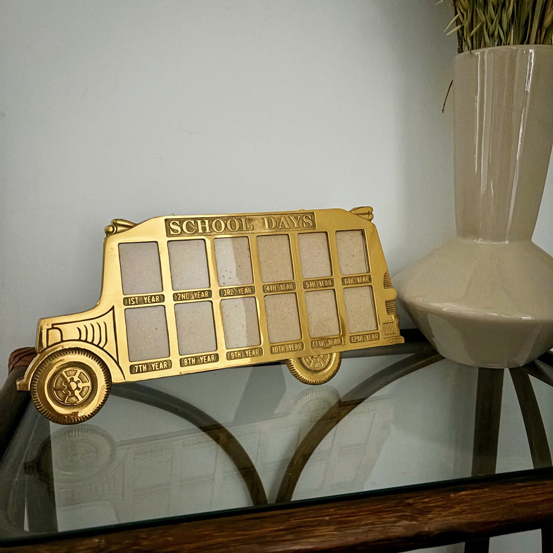 Vintage Brass School Bus Photo Frame Year 112 Etsy