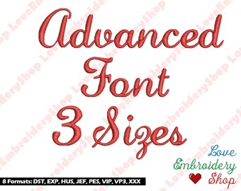 Advanced Font Machine Embroidery Designs Coursive Fonts 3 Sizes File Instant Download