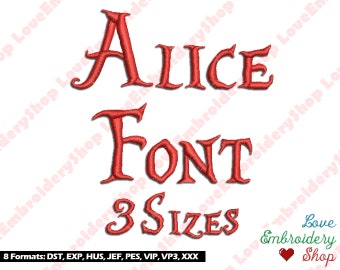 Alice Font Machine Embroidery Designs Fonts 3 Sizes File Instant Download