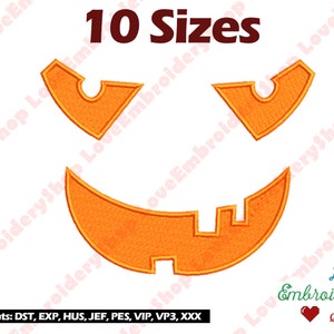 Jack o Lantern Pumpkin Face Machine Embroidery Design 20 Sizes Halloween Tested 3