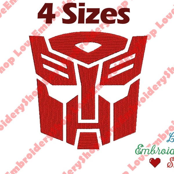 Transformers 4 Sizes Filled Embroidery Design Tested Pattern