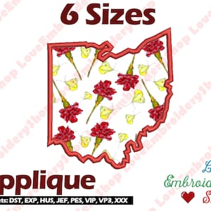 Ohio Applique Machine Embroidery Design Pattern 6 Sizes File Instant Download
