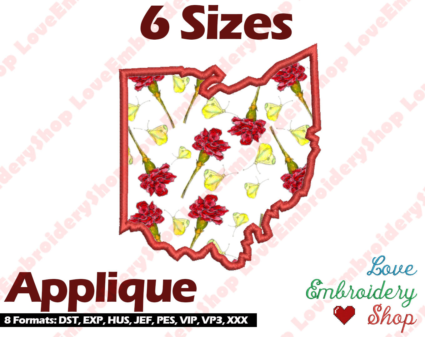 Ohio Applique Machine Embroidery Design Pattern 6 Sizes File | Etsy