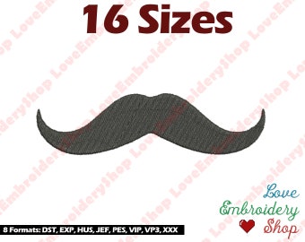 Mustache Machine Embroidery Design 16 Sizes Movember Man Beard Filled Tested