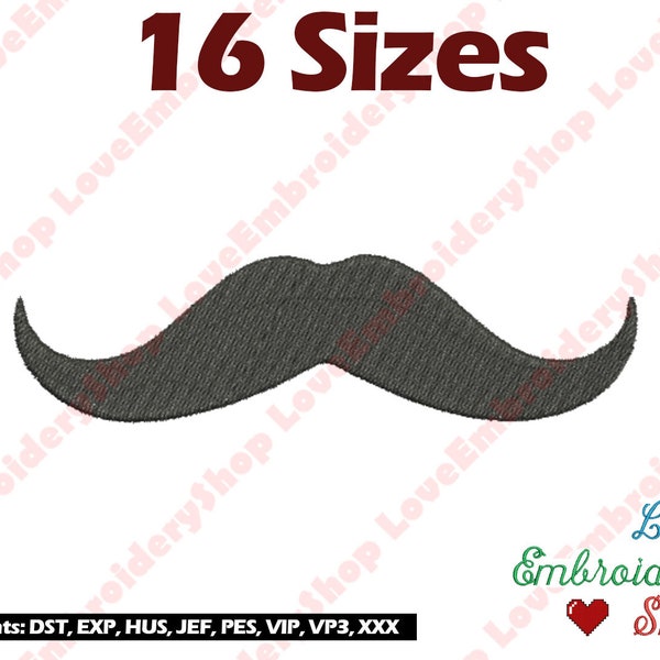 Moustache à la Machine Embroidery Design 16 tailles Movember homme barbe rempli testé