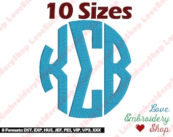 Griego Font Máquina Bordado Diseño Fuentes Monogram 10 Tamaños Archivo Descarga Instantánea