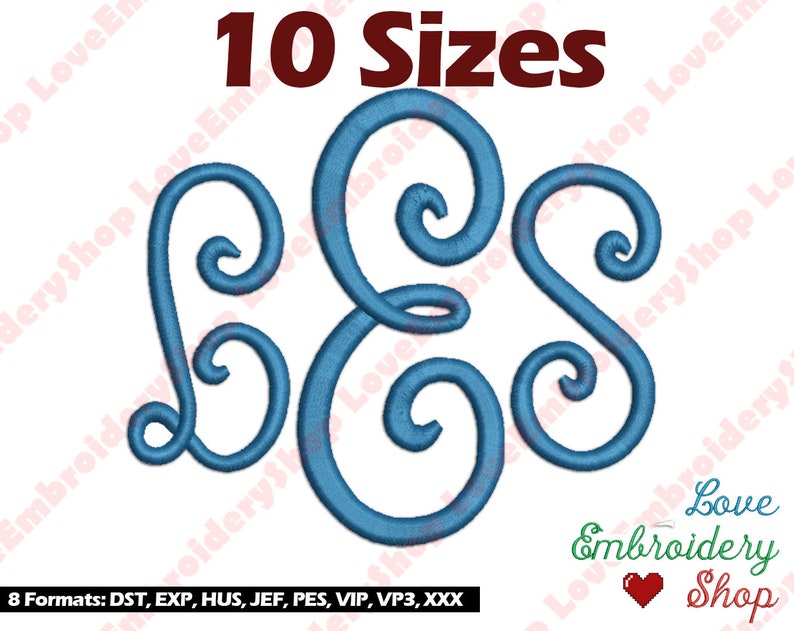 Pillow Font Machine Embroidery Design Fonts Monogram 10 Sizes Etsy