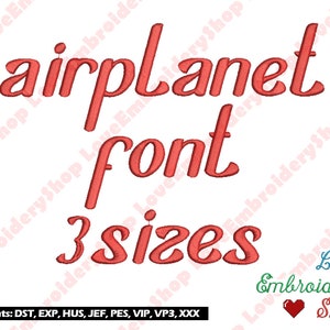 Airplanet Font Machine Embroidery Design Fonts 3 Sizes File Instant Download