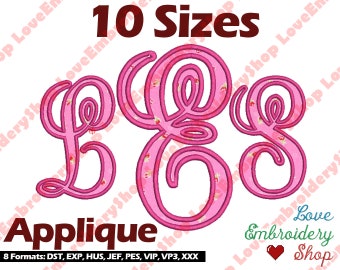 Vine apliques máquina bordado diseño fuentes monograma 10 tamaños archivo descarga instantánea