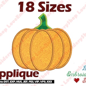 Kürbis-Applikation Maschinenstickerei Design 18 getestet Größen Halloween