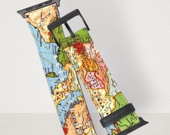 Travel Map Apple Watch Band 38mm 40mm 41mm 42mm 44mm 45mm 46mm 49mm Apple Watch Straps For Series 3 4 5  6 7 8 9 10 11SE