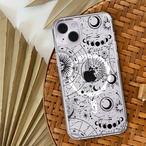 Black Mystic Zodiac MagSafe Phone Case For iPhone 17 16 15 14 13 Galaxy S26