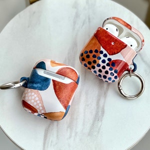 Messy Rustic Boho Shapes AirPods Case Aesthetic Modern Air Pods Case Pretty Air Pod Pro Case With Keychain Carabiner Clip AirPods Pro 2 Case