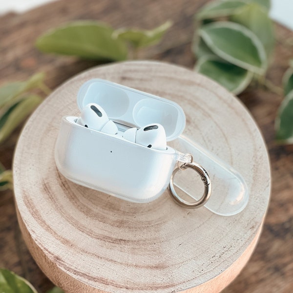 Plain Blank Clear Airpods Case With No Design For Air Pods Pro Generation 3 With Carabiner Ring Bag Clip With Anti-Stick Micro Dots