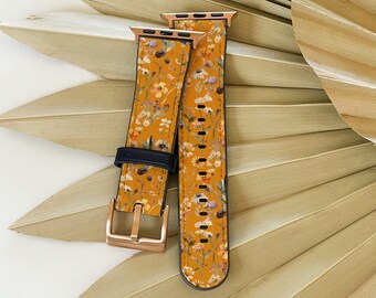 Autumn Wildflower Apple Watch Band For Series 1-12 SE Ultra 38mm 40mm 41mm 42mm 44mm 45mm 46mm 49mm
