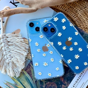 Minimal Daisy Clear Phone Case For iPhone 15 14 13 Pro Max 12 Mini  XR 7 8 SE 2022 Galaxy S24 S21 Ultra Cover With Daisy Flower Design