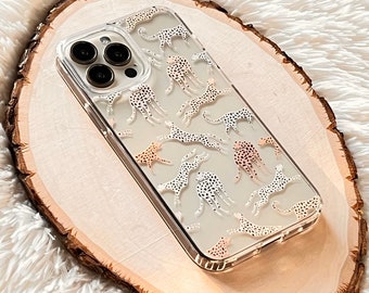 Trendy Pale Leopard Clear Phone Case With Design For iPhone 15 Plus 14 13 Pro Max 12 Mini 11 XR 7 8 SE 2022 Galaxy S24 Ultra- On Sale!