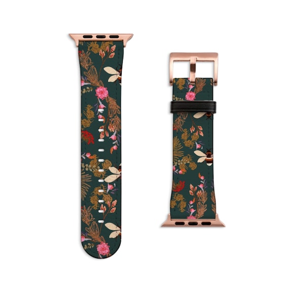 Dark Emerald Vintage Bees Apple Watch Band For Women Cute Apple Watch Straps 38mm 41mm 40mm 42mm 44mm 45mm All Series