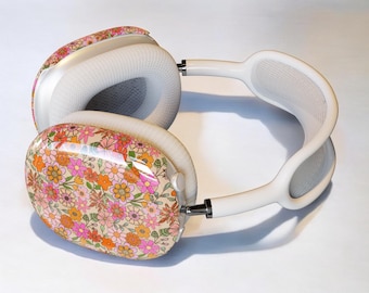 Funda retro floral para AirPods Max 2: funda protectora rígida con estética de los años 70 para auriculares Apple, accesorios vintage Flower Power para AirPods Max 2.