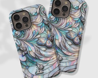 Etheric Butterflies Stained Glass Print MagSafe Phone Case For iPhone 17 16 15 14 13 Galaxy S26