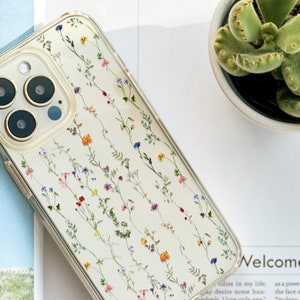 Meadow Flowers Clear Phone Case - Cute Floral Design For iPhone 15 Pro Max 14 Plus 13 12 Mini 11 X XS XR SE 7 8 Plus Samsung Galaxy S24