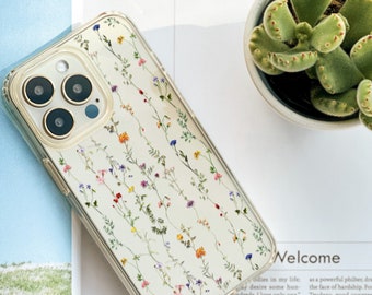 Meadow Flowers Clear Phone Case - Cute Floral Design For iPhone & Samsung - MagSafe Option Available