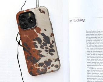 Brown Cow Print MagSafe Phone Case For iPhone 15 14 13 12 Series (Mini, Plus, Pro Max) Aesthetic Cover With Built In Magnet-On Sale!