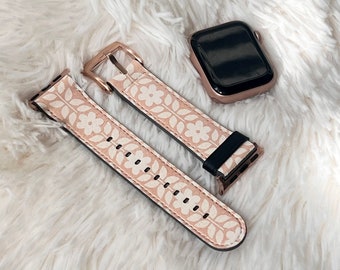 Rose Gold Retro Vintage Floral Apple Watch Band For Women Apple Watch Straps With Cute Design 38mm 40 41 42 44 45mm All Series