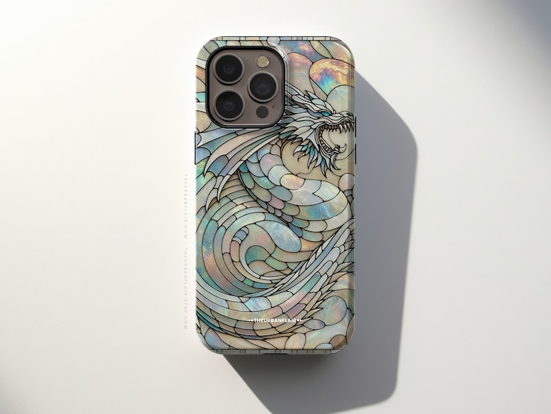 Year of the Dragon Stained Glass Illusion Print Tough Phone Case For iPhone 15 14 13 12 7 8 SE 2022 Galaxy S24 Google Pixel 7 Pro image 8
