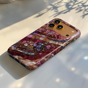 Garnet Stained Glass Print Tough Phone Case - Cover For iPhone 17 Pro Max Air 16e 15 14 13 12 Mini, Galaxy S26 Ultra & Pixel 10 9 8