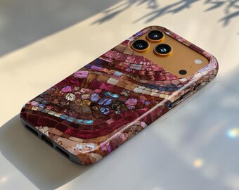 Garnet Stained Glass Print Tough Phone Case - Cover For iPhone 17 Pro Max Air 16e 15 14 13 12 Mini, Galaxy S26 Ultra & Pixel 10 9 8