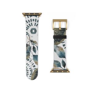 Teal Gold Abstract Shapes Apple Watch Band For Series 3 4 5 6 7 8 9 10 SE Ultra 2 38mm 40mm 41mm 42mm 44mm 45mm 46mm 49mm Apple Watch Strap