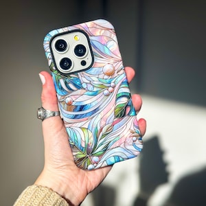 Monstera Leaves Stained Glass Illusion Print MagSafe Phone Case For iPhone 17 16 15 14 13
