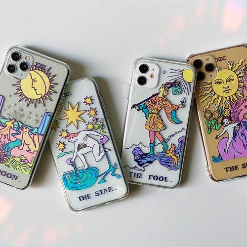 Trippy Psychedelic Aesthetic Tarot Card Clear Phone Case For Etsy