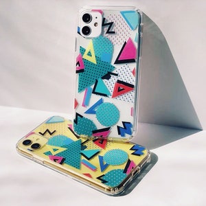 Phone Case Retro Vintage Memphis 80s 90s Cover For iPhone 16 15 14 13 Pro Max 12 Mini 7 8 XR SE Galaxy S25 Clear With Design- On Sale!