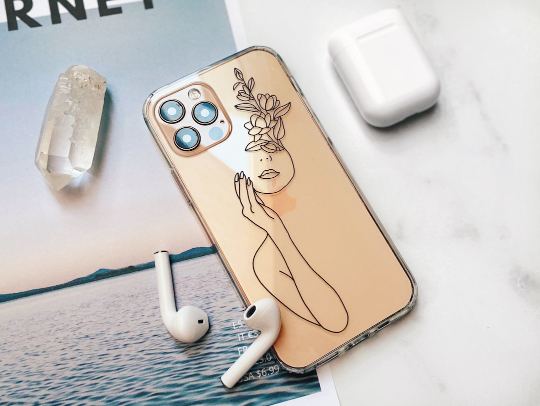 Fashion Shein Apple Logo Case Minimal Line Art Phone Case With