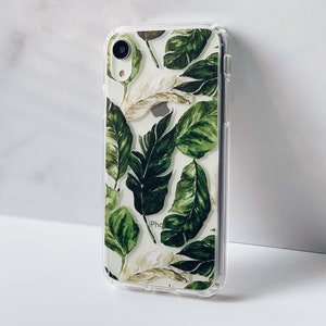 Palm Leaf Case For iPhone 15 14 13 Pro Max 12 Mini 11 XR 7 8 SE 2022 Clear Cover With Tropical Palmetto Boho Leaves Design Galaxy S24