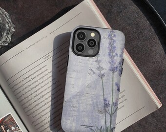 Distressed Vintage Lavender Phone Case For iPhone 15 14 13 Mini 12 11 Pro XR XS Max 7 8 Plus S24 Google Pixel 8 Cute Aesthetic Design