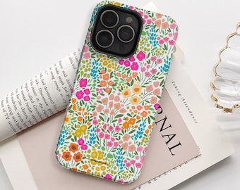 Cute Colorful Flowers Phone Case For iPhone 15 14 12 Mini 13 Pro Max XS Max 7 8 Plus SE S24 Pixel 8 Pro Tough Case With Aesthetic Design