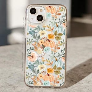 Orange Teal Fall Pumpkins Phone Case For iPhone 16 15 14 13 12 Mini XR 7 8 SE Clear MagSafe Case With Cute Autumn Halloween Design S25 S24
